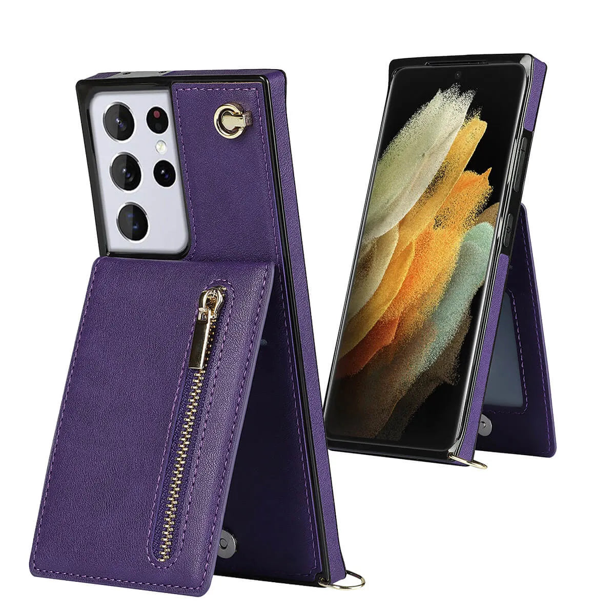 Buy Crossbody Wallet Phone Case, 5 Card Slots, Premium Leather, Kickstand Shockproof Case, Alima at Caseles-Samsung Galaxy S25 Ultra, Alina-Black