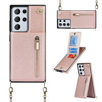Buy Crossbody Wallet Phone Case, 5 Card Slots, Premium Leather, Kickstand Shockproof Case, Alima at Caseles-Samsung Galaxy S25 Ultra, Alina-Pink