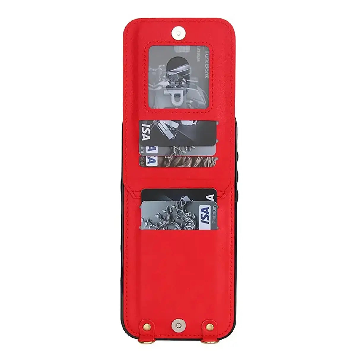 Buy Crossbody Wallet Phone Case, 5 Card Slots, Premium Leather, Kickstand Shockproof Case, Alina at Caseles-iPhone 17 Pro Max, Alina-Black