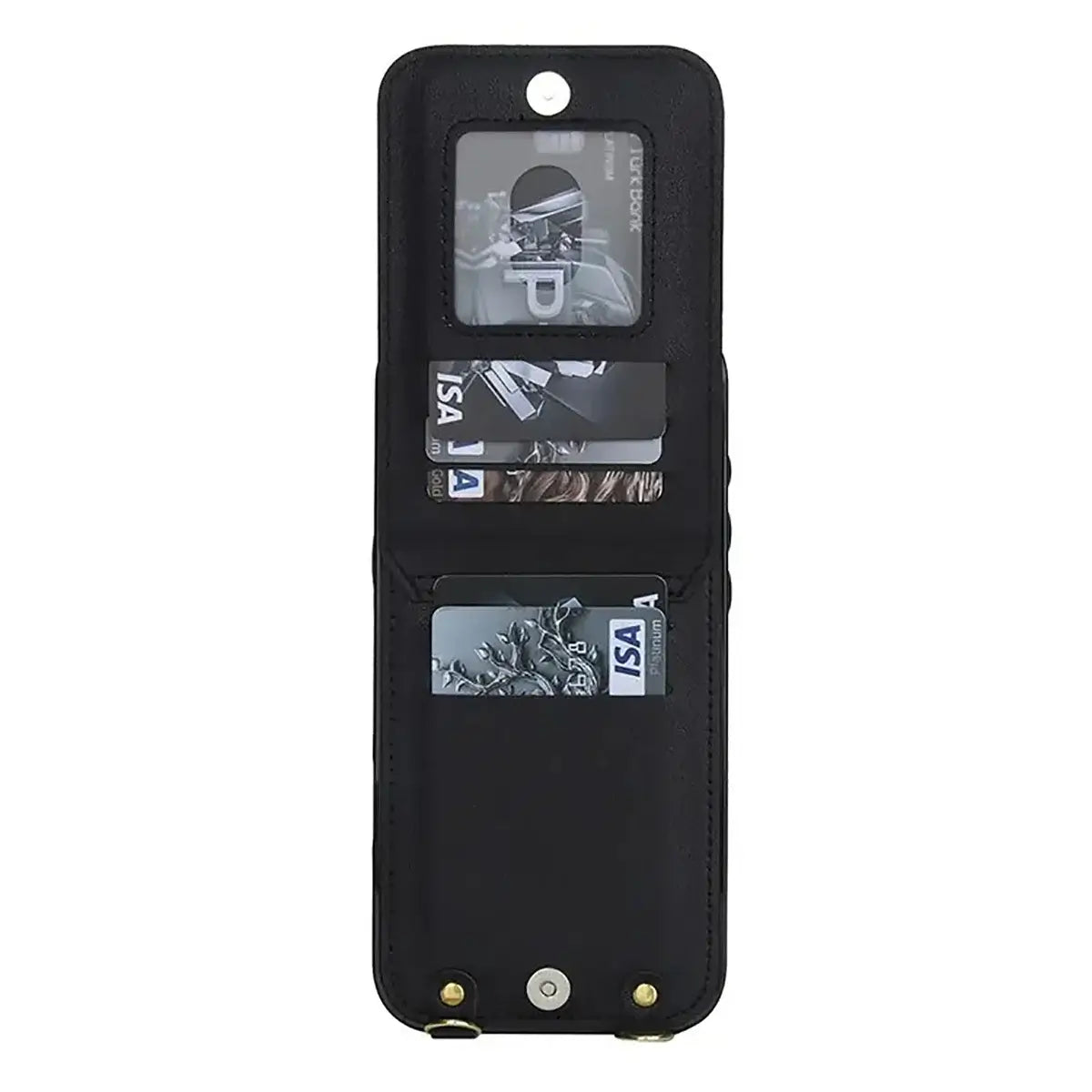 Buy Crossbody Wallet Phone Case, 5 Card Slots, Premium Leather, Kickstand Shockproof Case, Alina at Caseles-iPhone 17 Pro Max, Alina-Black