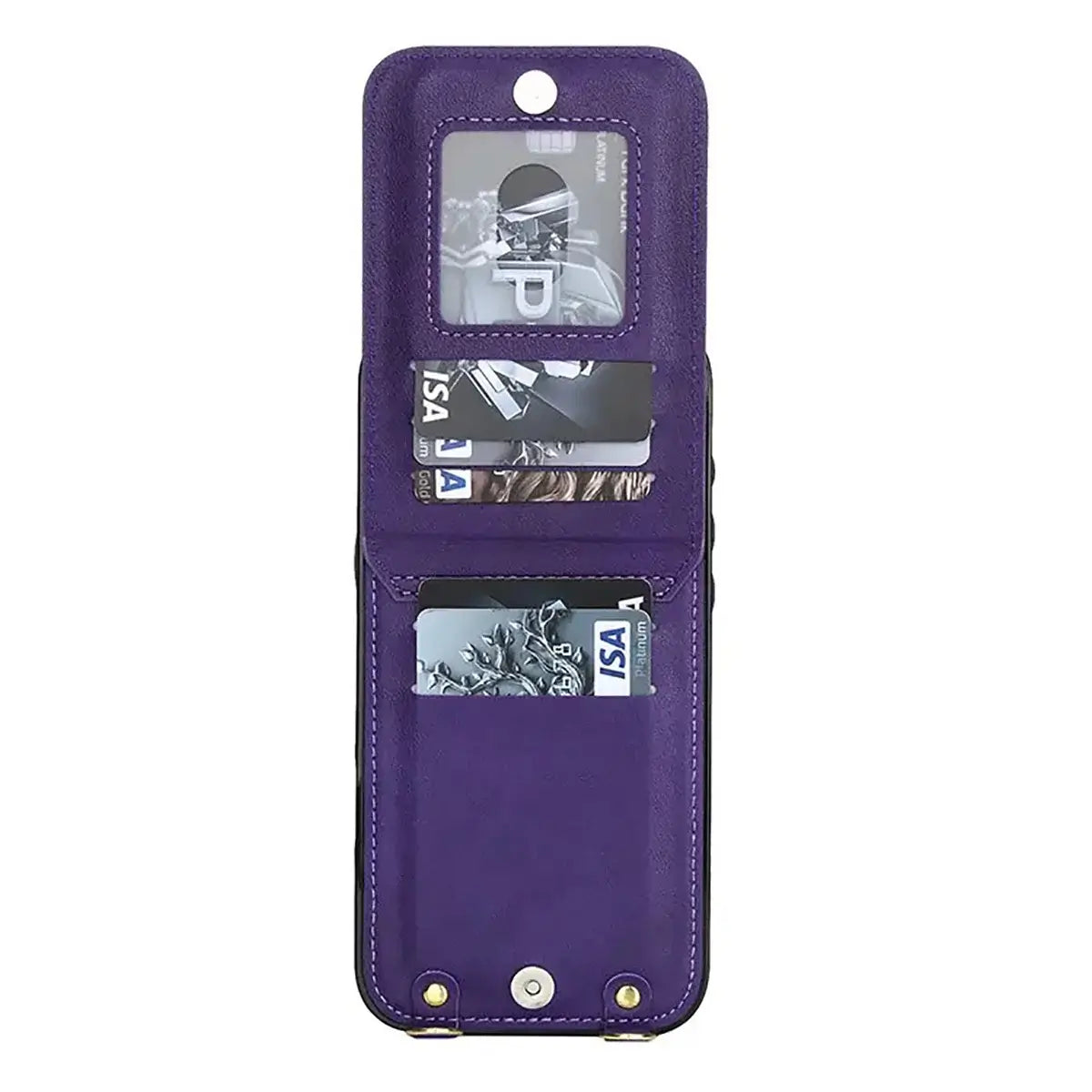 Buy Crossbody Wallet Phone Case, 5 Card Slots, Premium Leather, Kickstand Shockproof Case, Alina at Caseles-iPhone 17 Pro Max, Alina-Black