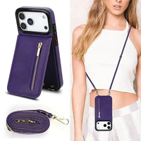 Buy Crossbody Wallet Phone Case, 5 Card Slots, Premium Leather, Kickstand Shockproof Case, Alina at Caseles-iPhone 17 Pro Max, Alina-Black