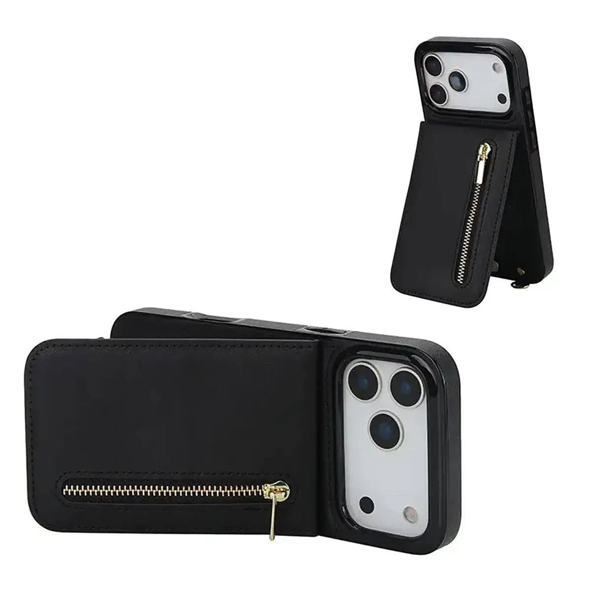 Buy Crossbody Wallet Phone Case, 5 Card Slots, Premium Leather, Kickstand Shockproof Case, Alina at Caseles-iPhone 17 Pro Max, Alina-Black