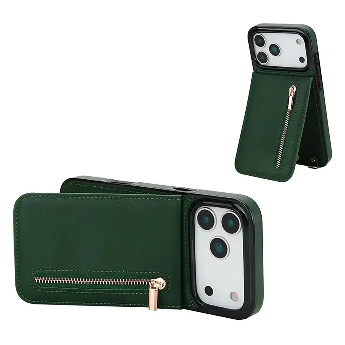 Buy Crossbody Wallet Phone Case, 5 Card Slots, Premium Leather, Kickstand Shockproof Case, Alina at Caseles-iPhone 17 Pro Max, Alina-Black