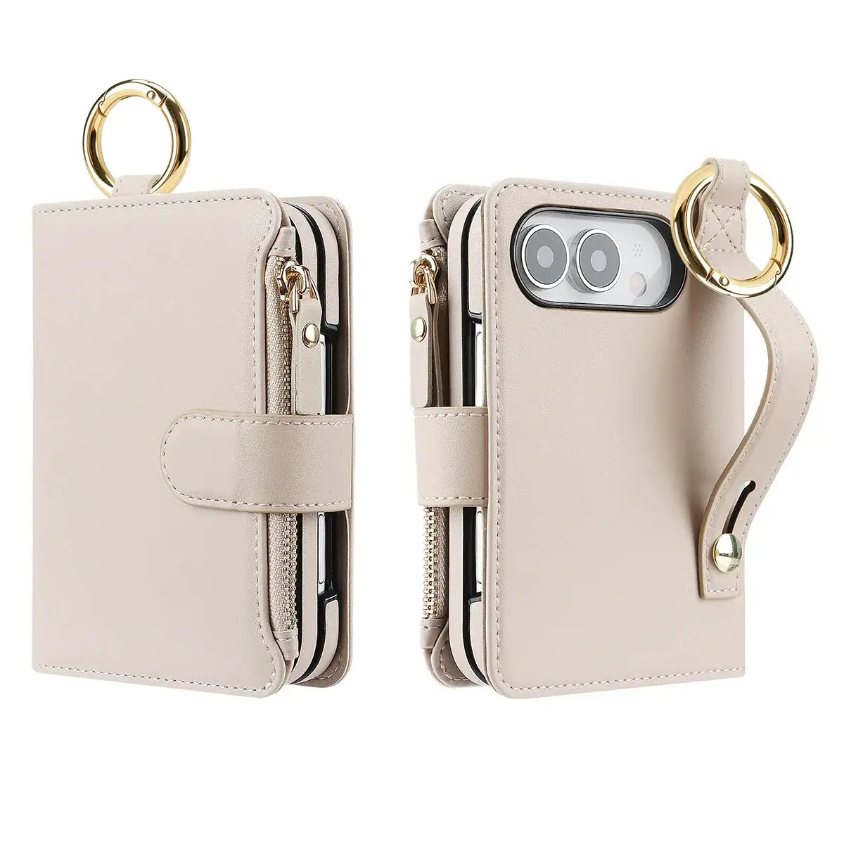 Buy Crossbody Wallet Case with Card Slots, Zipper Pocket & RFID Protection for iPhone Duo - CALLA at Caseles-iPhone Duo, Bronze