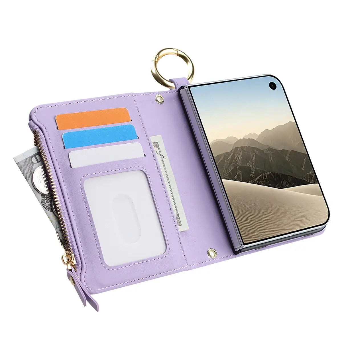 Buy Crossbody Wallet Case with Card Slots, Zipper Pocket & RFID Protection for iPhone Duo - CALLA at Caseles-iPhone Duo, Bronze