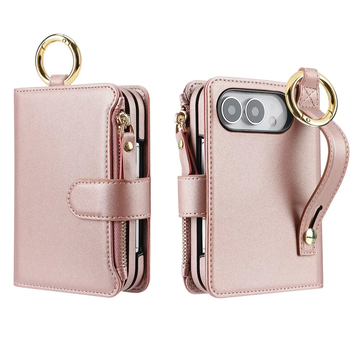 Buy Crossbody Wallet Case with Card Slots, Zipper Pocket & RFID Protection for iPhone Duo - CALLA at Caseles-iPhone Duo, Bronze