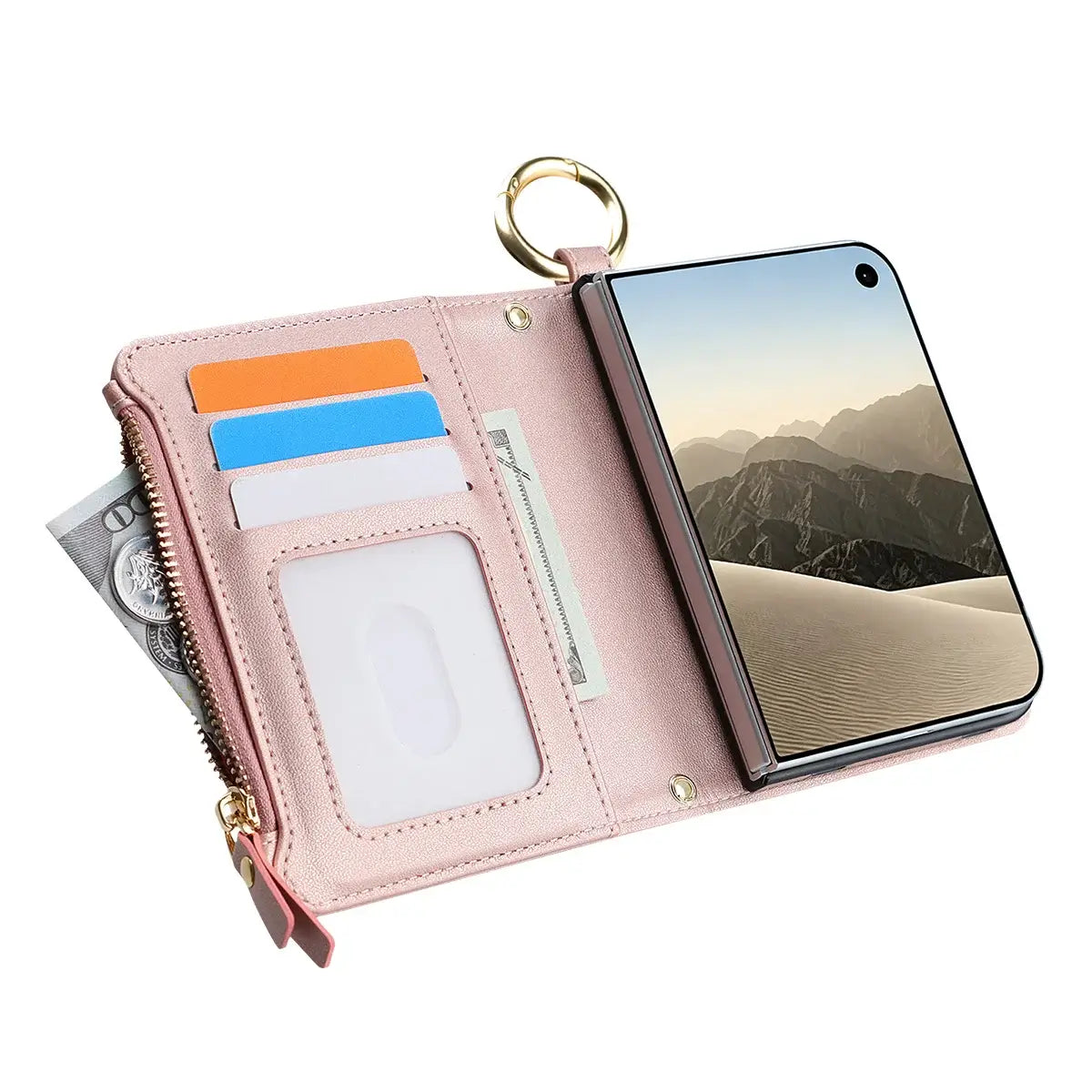 Buy Crossbody Wallet Case with Card Slots, Zipper Pocket & RFID Protection for iPhone Duo - CALLA at Caseles-iPhone Duo, Bronze
