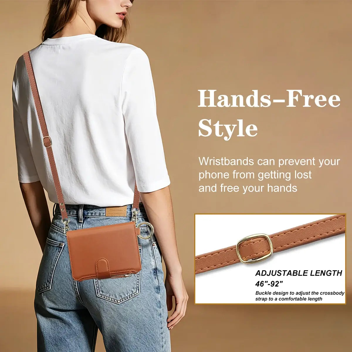 Buy Crossbody Wallet Case with Card Slots, Zipper Pocket & RFID Protection for iPhone Duo - CALLA at Caseles-iPhone Duo, Bronze