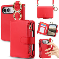 Buy Crossbody Wallet Case with Card Slots, Zipper Pocket & RFID Protection for iPhone Duo - CALLA at Caseles-iPhone Duo, Red