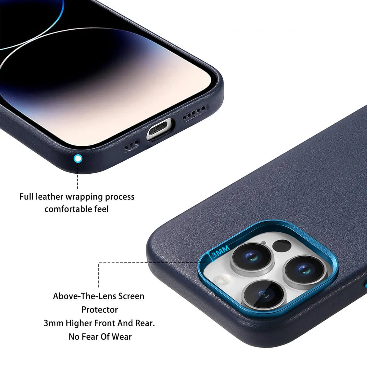 Buy Full-Grain Leather iPhone Case, MagSafe Ready, Metal Buttons & Camera Bump Frame,Andrew at Caseles-iPhone 16 Pro Max, Andrew-Teal