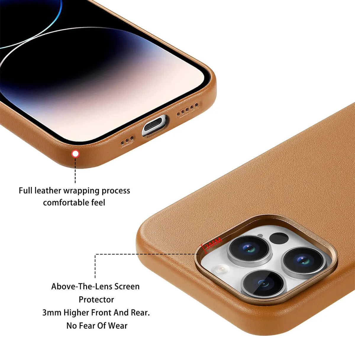 Buy Full-Grain Leather iPhone Case, MagSafe Ready, Metal Buttons & Camera Bump Frame,Andrew at Caseles-iPhone 16 Pro Max, Andrew-Teal