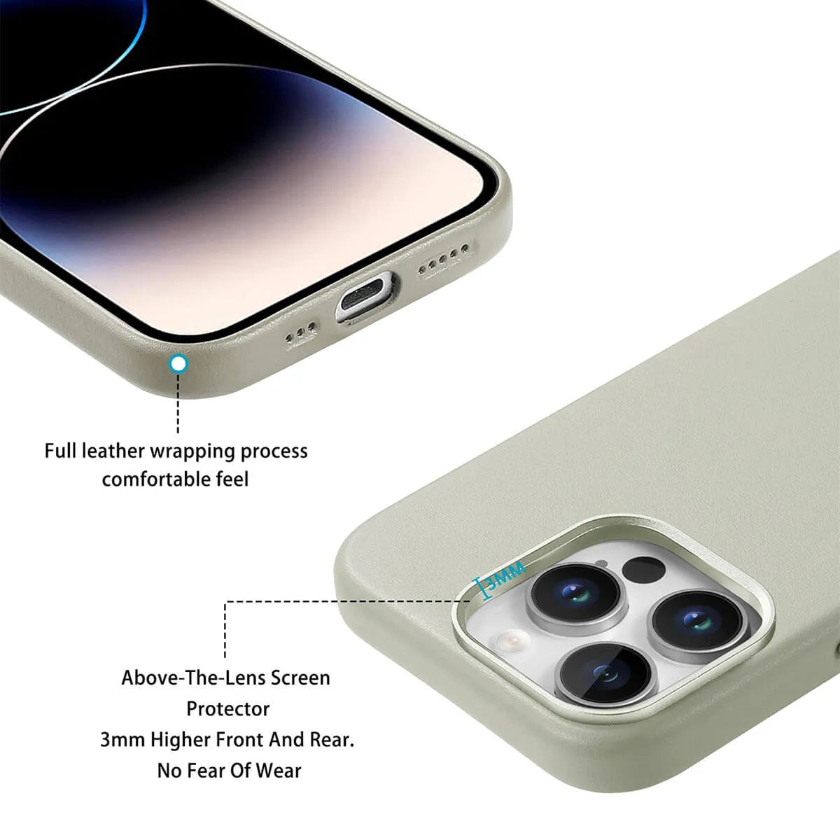Buy Full-Grain Leather iPhone Case, MagSafe Ready, Metal Buttons & Camera Bump Frame,Andrew at Caseles-iPhone 16 Pro Max, Andrew-Teal