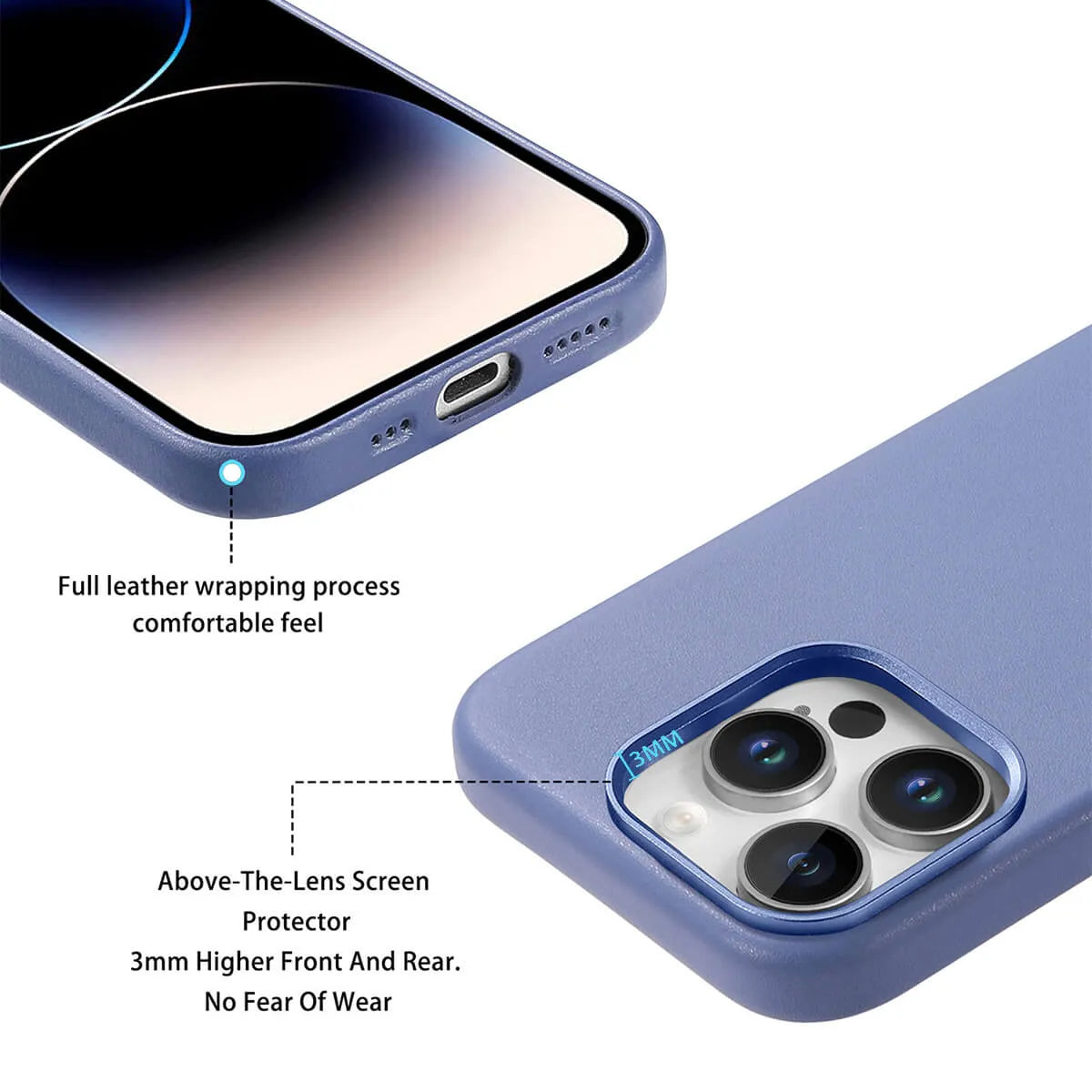 Buy Full-Grain Leather iPhone Case, MagSafe Ready, Metal Buttons & Camera Bump Frame,Andrew at Caseles-iPhone 16 Pro Max, Andrew-Teal
