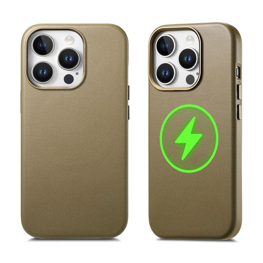Buy Full-Grain Leather iPhone Case, MagSafe Ready, Metal Buttons & Camera Bump Frame,Andrew at Caseles-iPhone 16 Pro Max, Andrew-Teal