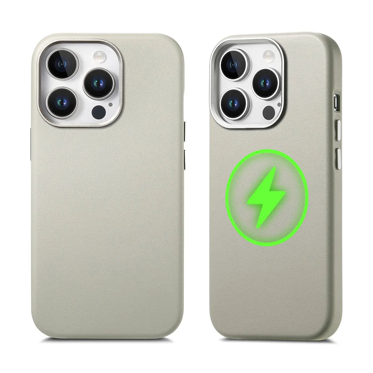 Buy Full-Grain Leather iPhone Case, MagSafe Ready, Metal Buttons & Camera Bump Frame,Andrew at Caseles-iPhone 16 Pro Max, Beige