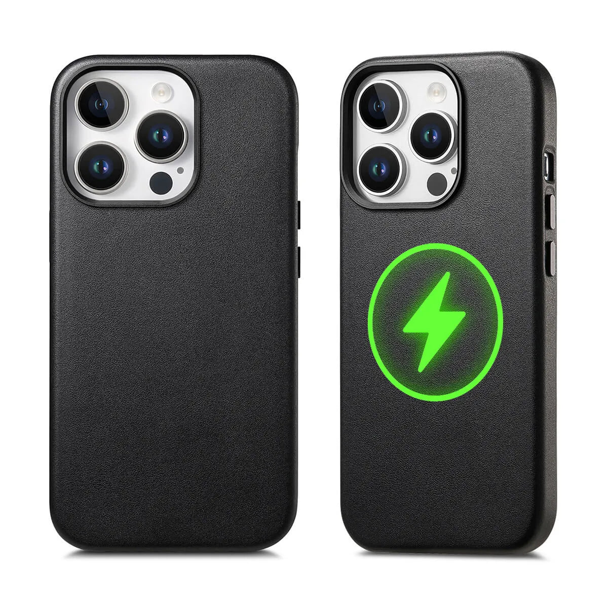 Buy Full-Grain Leather iPhone Case, MagSafe Ready, Metal Buttons & Camera Bump Frame,Andrew at Caseles-iPhone 16 Pro Max, Black