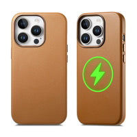 Buy Full-Grain Leather iPhone Case, MagSafe Ready, Metal Buttons & Camera Bump Frame,Andrew at Caseles-iPhone 16 Pro Max, Bronze