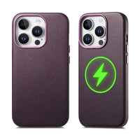 Buy Full-Grain Leather iPhone Case, MagSafe Ready, Metal Buttons & Camera Bump Frame,Andrew at Caseles-iPhone 16 Pro Max, Purple