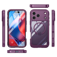 Buy Full-Body Rugged Shield for iPhone Series: 360° Magnetic Case with Built-in 9H+ Screen Protector - AQUA at Caseles-iPhone 18 Pro Max, Black