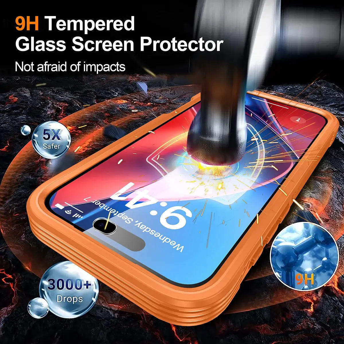 Buy Full-Body Rugged Shield for iPhone Series: 360° Magnetic Case with Built-in 9H+ Screen Protector - AQUA at Caseles-iPhone 18 Pro Max, Black