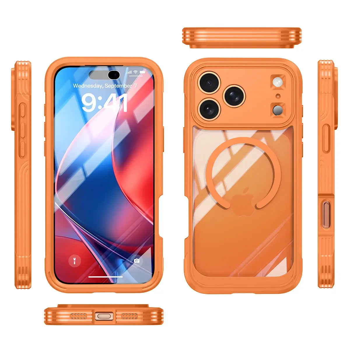 Buy Full-Body Rugged Shield for iPhone Series: 360° Magnetic Case with Built-in 9H+ Screen Protector - AQUA at Caseles-iPhone 18 Pro Max, Black