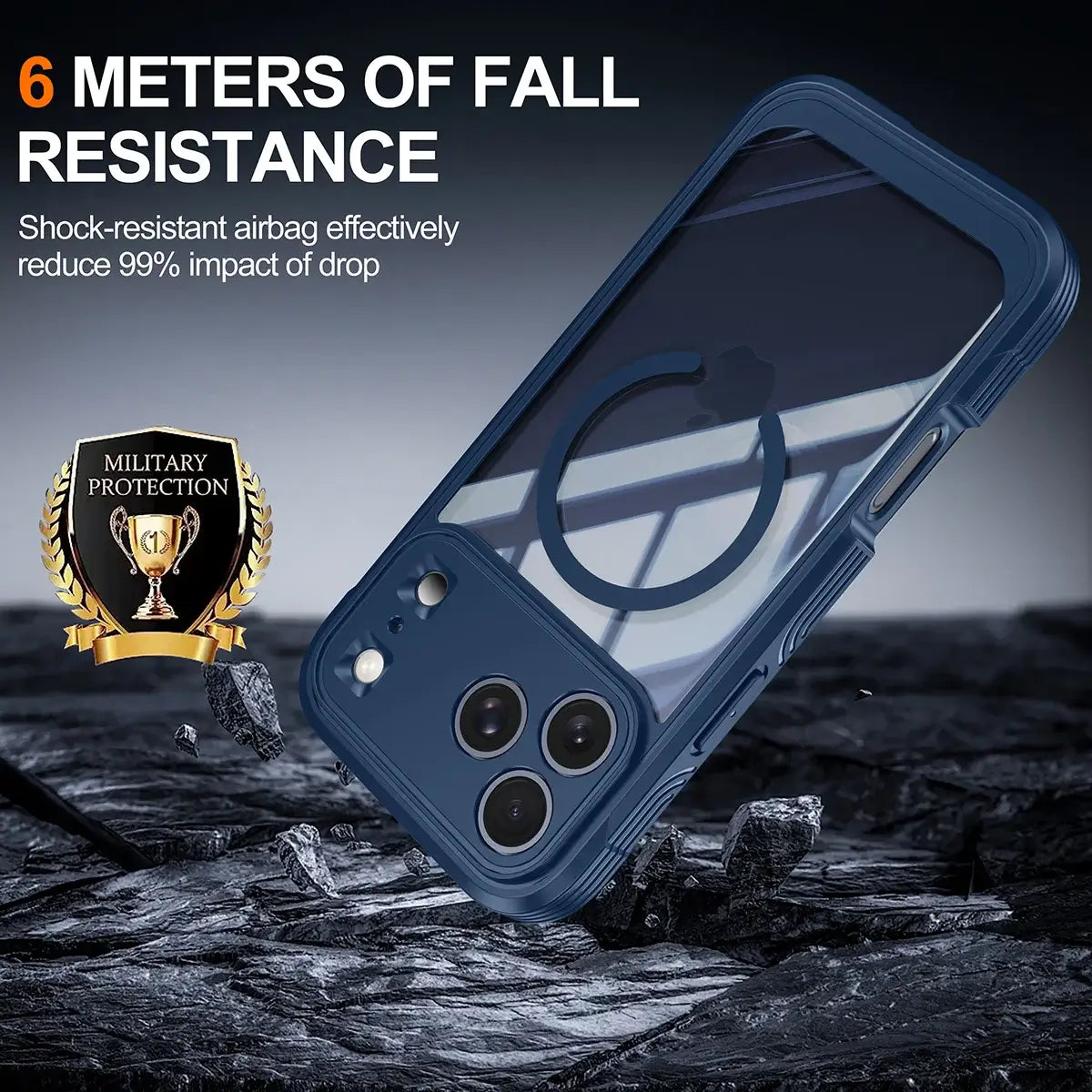 Buy Full-Body Rugged Shield for iPhone Series: 360° Magnetic Case with Built-in 9H+ Screen Protector - AQUA at Caseles-iPhone 18 Pro Max, Black