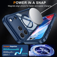 Buy Full-Body Rugged Shield for iPhone Series: 360° Magnetic Case with Built-in 9H+ Screen Protector - AQUA at Caseles-iPhone 18 Pro Max, Black