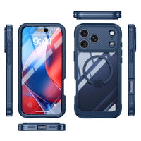 Buy Full-Body Rugged Shield for iPhone Series: 360° Magnetic Case with Built-in 9H+ Screen Protector - AQUA at Caseles-iPhone 18 Pro Max, Black