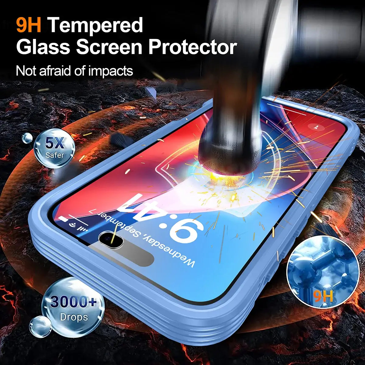 Buy Full-Body Rugged Shield for iPhone Series: 360° Magnetic Case with Built-in 9H+ Screen Protector - AQUA at Caseles-iPhone 18 Pro Max, Black