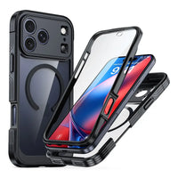 Buy Full-Body Rugged Shield for iPhone Series: 360° Magnetic Case with Built-in 9H+ Screen Protector - AQUA at Caseles-iPhone 18 Pro Max, Black