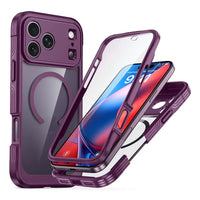 Buy Full-Body Rugged Shield for iPhone Series: 360° Magnetic Case with Built-in 9H+ Screen Protector - AQUA at Caseles-iPhone 18 Pro Max, Burgundy