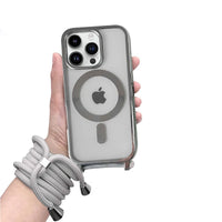 Buy Ultra Slim Magnetic Phone Case, Support Magsafe, Heavy Duty Shockproof Protective Cover, with Adjustable Crossbody Strap - Archer at Caseles-iPhone 16 Pro Max, Gray