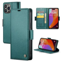 Buy Premium PU Leather Multi-Function Flip iPhone Case with Card Slots, Wallet Pocket, Kickstand, and Full-Body Protection, ARIA at Caseles-iPhone 16 Pro Max, Aria-Green