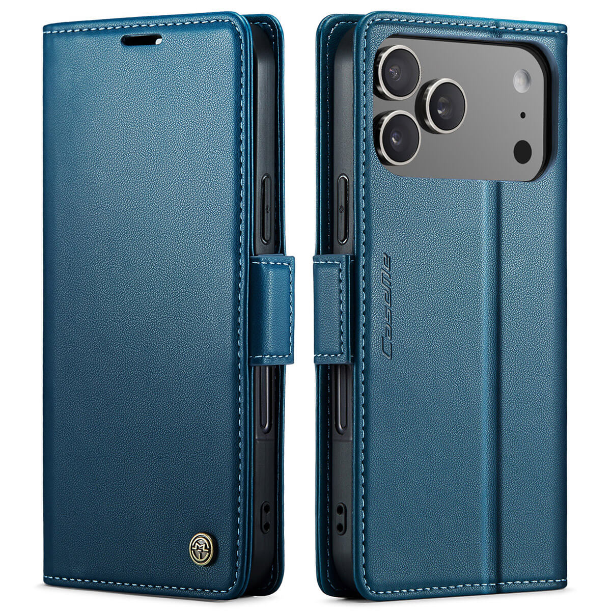 Buy Premium PU Leather Multi-Function Flip iPhone Case with Card Slots, Wallet Pocket, Kickstand, and Full-Body Protection, ARIA at Caseles-iPhone 17 Pro Max, Aria-Blue