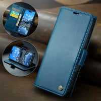 Buy Premium PU Leather Multi-Function Flip iPhone Case with Card Slots, Wallet Pocket, Kickstand, and Full-Body Protection, ARIA at Caseles-iPhone 17 Pro Max, Aria-Blue