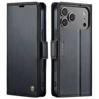 Buy Premium PU Leather Multi-Function Flip iPhone Case with Card Slots, Wallet Pocket, Kickstand, and Full-Body Protection, ARIA at Caseles-iPhone 17 Pro Max, Aria-Blue