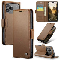 Buy Premium PU Leather Multi-Function Flip iPhone Case with Card Slots, Wallet Pocket, Kickstand, and Full-Body Protection, ARIA at Caseles-iPhone 17 Pro Max, Aria-Coffee