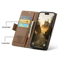 Buy Premium PU Leather Multi-Function Flip iPhone Case with Card Slots, Wallet Pocket, Kickstand, and Full-Body Protection, ARIA at Caseles-iPhone 17 Pro Max, Aria-Green