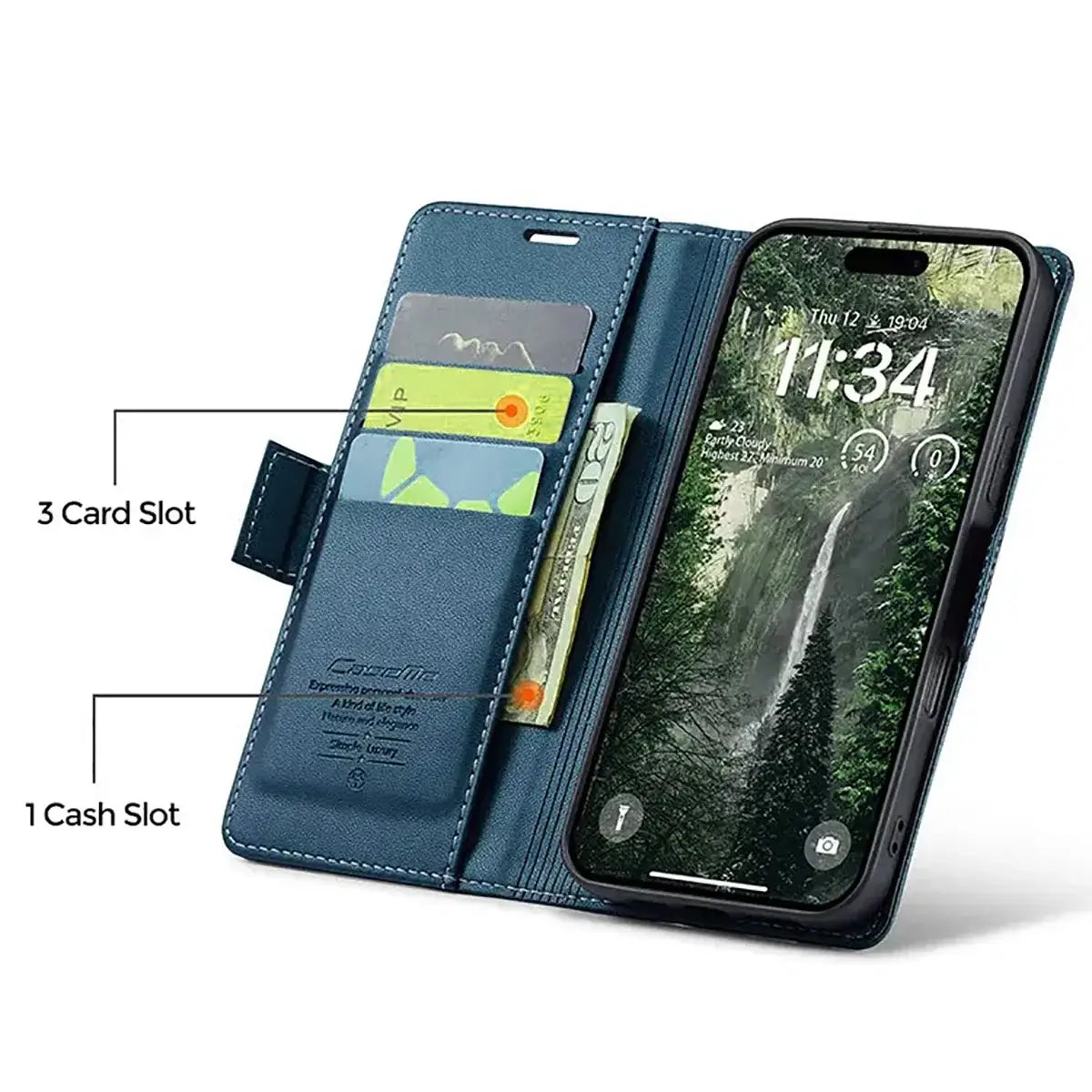 Buy Premium PU Leather Multi-Function Flip iPhone Case with Card Slots, Wallet Pocket, Kickstand, and Full-Body Protection, ARIA at Caseles-iPhone 17 Pro Max, Aria-Green