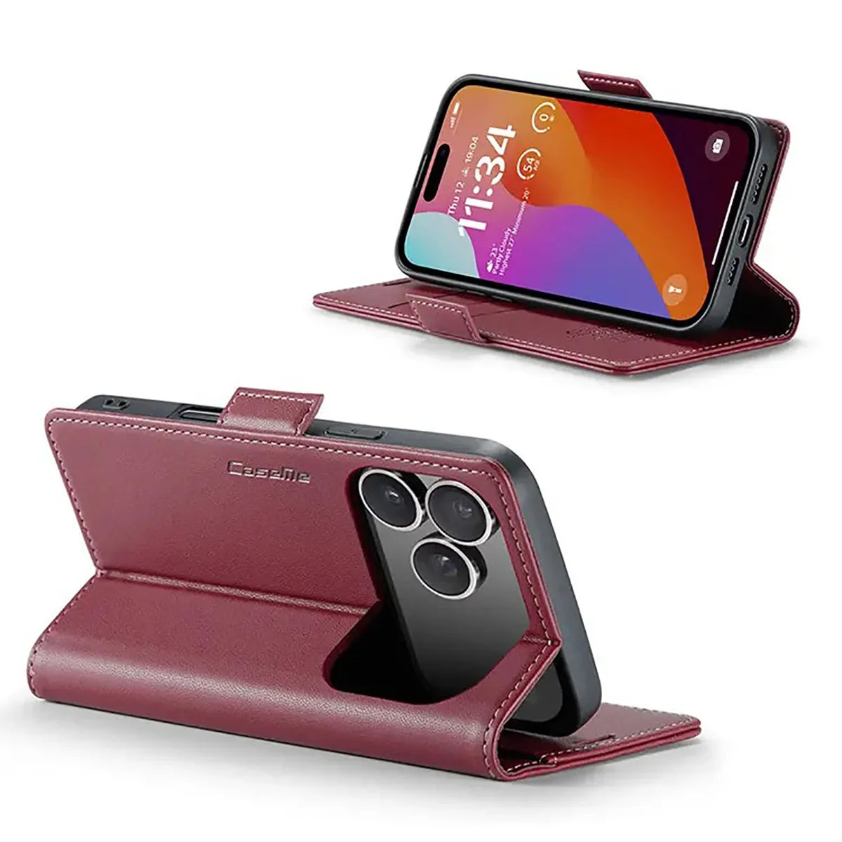 Buy Premium PU Leather Multi-Function Flip iPhone Case with Card Slots, Wallet Pocket, Kickstand, and Full-Body Protection, ARIA at Caseles-iPhone 17 Pro Max, Aria-Green