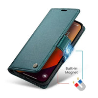 Buy Premium PU Leather Multi-Function Flip iPhone Case with Card Slots, Wallet Pocket, Kickstand, and Full-Body Protection, ARIA at Caseles-iPhone 17 Pro Max, Aria-Green