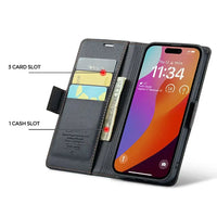 Buy Premium PU Leather Multi-Function Flip iPhone Case with Card Slots, Wallet Pocket, Kickstand, and Full-Body Protection, ARIA at Caseles-iPhone 17 Pro Max, Aria-Green