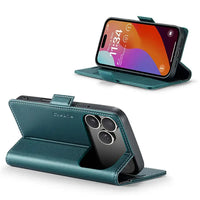 Buy Premium PU Leather Multi-Function Flip iPhone Case with Card Slots, Wallet Pocket, Kickstand, and Full-Body Protection, ARIA at Caseles-iPhone 17 Pro Max, Aria-Green