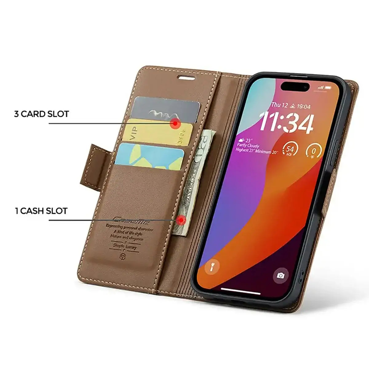Buy Premium PU Leather Multi-Function Flip iPhone Case with Card Slots, Wallet Pocket, Kickstand, and Full-Body Protection, ARIA at Caseles-iPhone 17 Pro Max, Aria-Green