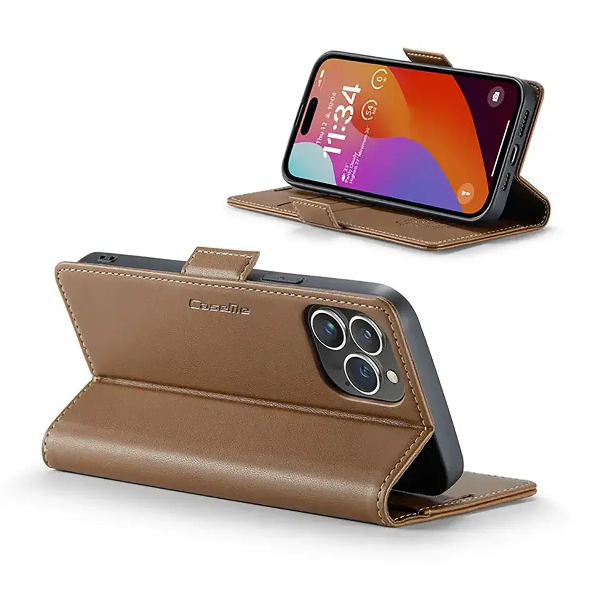 Buy Premium PU Leather Multi-Function Flip iPhone Case with Card Slots, Wallet Pocket, Kickstand, and Full-Body Protection, ARIA at Caseles-iPhone 17 Pro Max, Aria-Green