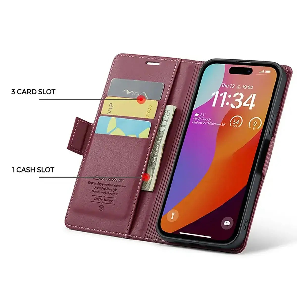 Buy Premium PU Leather Multi-Function Flip iPhone Case with Card Slots, Wallet Pocket, Kickstand, and Full-Body Protection, ARIA at Caseles-iPhone 17 Pro Max, Aria-Green