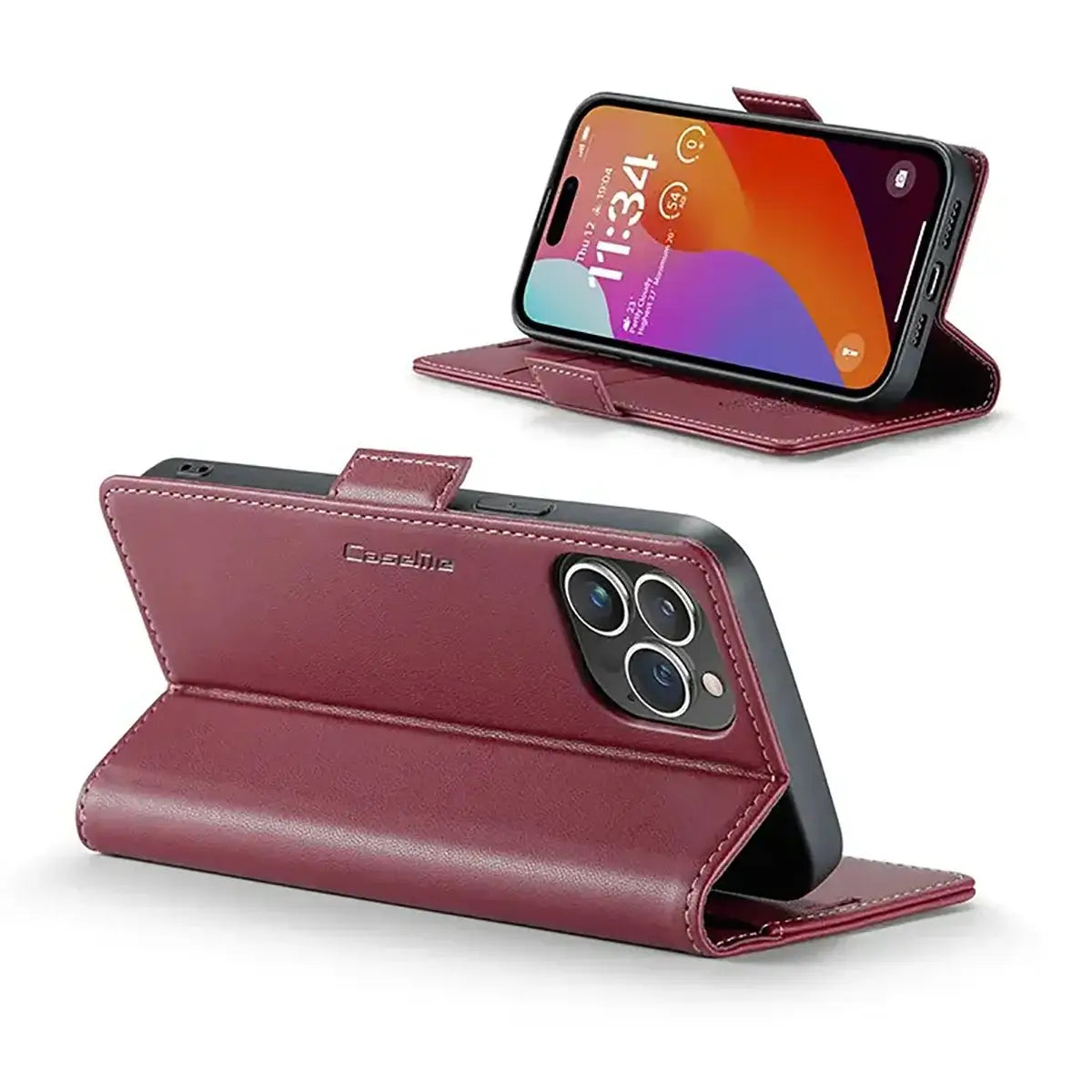 Buy Premium PU Leather Multi-Function Flip iPhone Case with Card Slots, Wallet Pocket, Kickstand, and Full-Body Protection, ARIA at Caseles-iPhone 17 Pro Max, Aria-Green
