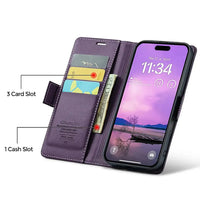Buy Premium PU Leather Multi-Function Flip iPhone Case with Card Slots, Wallet Pocket, Kickstand, and Full-Body Protection, ARIA at Caseles-iPhone 17 Pro Max, Aria-Green