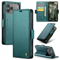 Buy Premium PU Leather Multi-Function Flip iPhone Case with Card Slots, Wallet Pocket, Kickstand, and Full-Body Protection, ARIA at Caseles-iPhone 17 Pro Max, Aria-Green